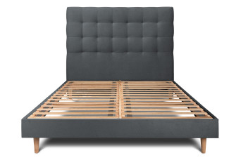 Lit 160x200 cm avec Tête de lit capitonnée - Tissu Velours