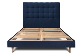 Lit 160x200 cm avec Tête de lit capitonnée - Tissu Velours