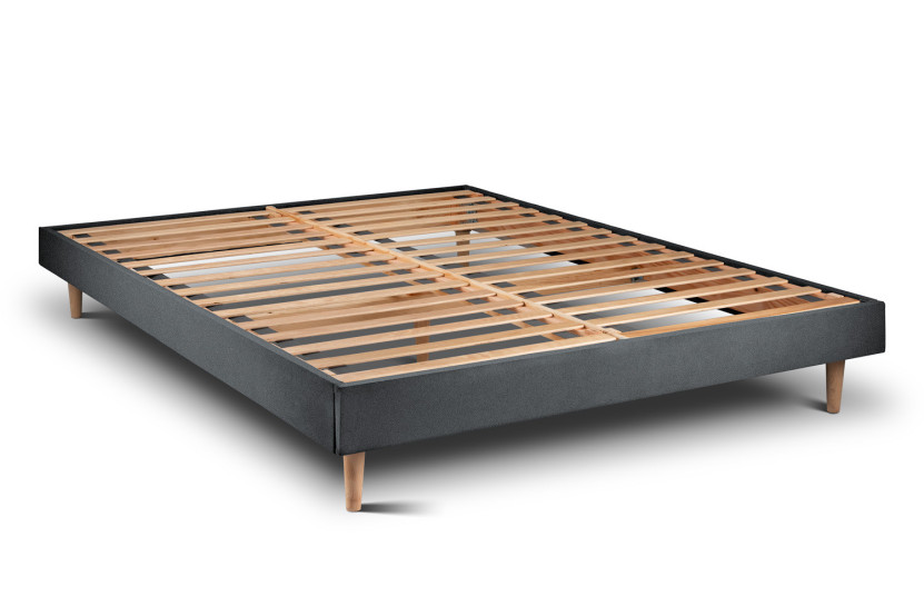 Lit 140x190 cm avec Tête de lit tapissée - Tissu Velours