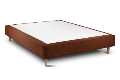 Lit 160x200 cm - Sommier tapissier H35 cm + tête de lit capitonnée - Tissu Bouclette Terracotta