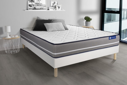Ensemble Matelas Sommier 200x200 cm - Sommier Blanc (en kit) - Actilatex Pur