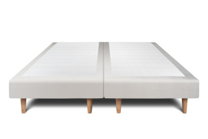 Lit 2x 100x200 cm - Sommier tapissier H29 cm + tête de lit à lignes - Tissu Velours Gris Clair