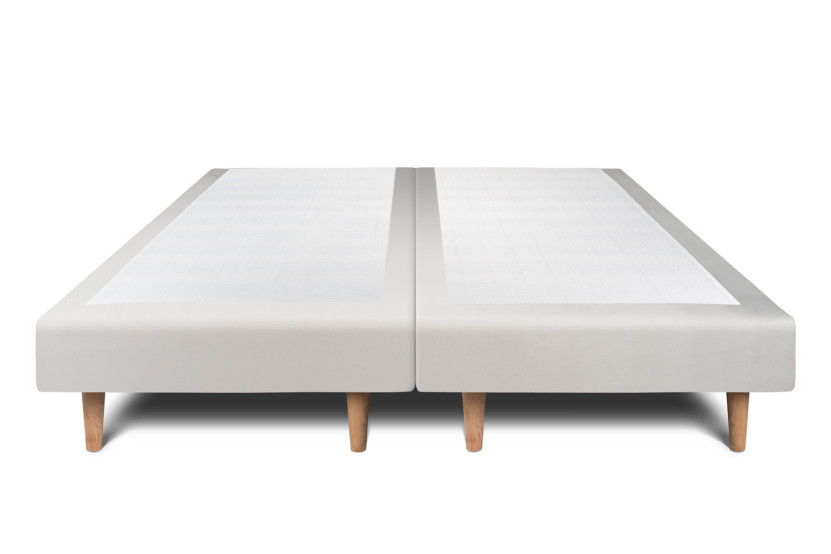 Lit 2x100x200 cm avec Tête de lit à lignes - Tissu Velours