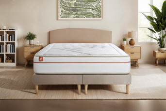 Ensemble Matelas Sommier 160x200 cm - 2 Sommiers Beige - Le Paisible