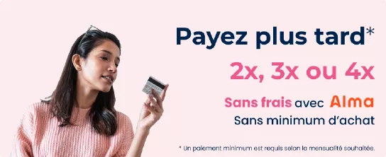 Paiement jusqu'à 4x sans frais sans minimum d'achat